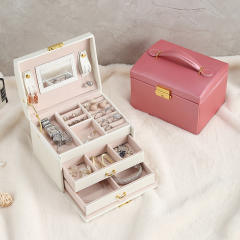 Simple Jewelry Box with Lock Jewelry Box for Earrings Rings Multi-Layer Jewelry Storage Box