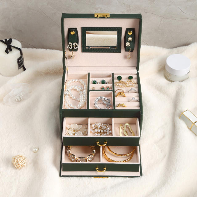 Simple Jewelry Box with Lock Jewelry Box for Earrings Rings Multi-Layer Jewelry Storage Box