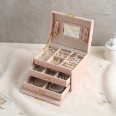 Simple Jewelry Box with Lock Jewelry Box for Earrings Rings Multi-Layer Jewelry Storage Box
