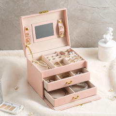 Simple Jewelry Box with Lock Jewelry Box for Earrings Rings Multi-Layer Jewelry Storage Box