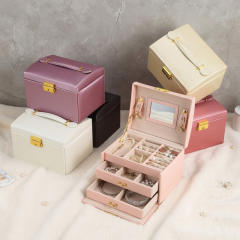 Simple Jewelry Box with Lock Jewelry Box for Earrings Rings Multi-Layer Jewelry Storage Box