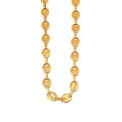 Hot-Selling Coffee Bean Hip-Hop 18K Gold stainless Steel Necklace Bracelet Set Stainless Steel Pig Nose Jewelry