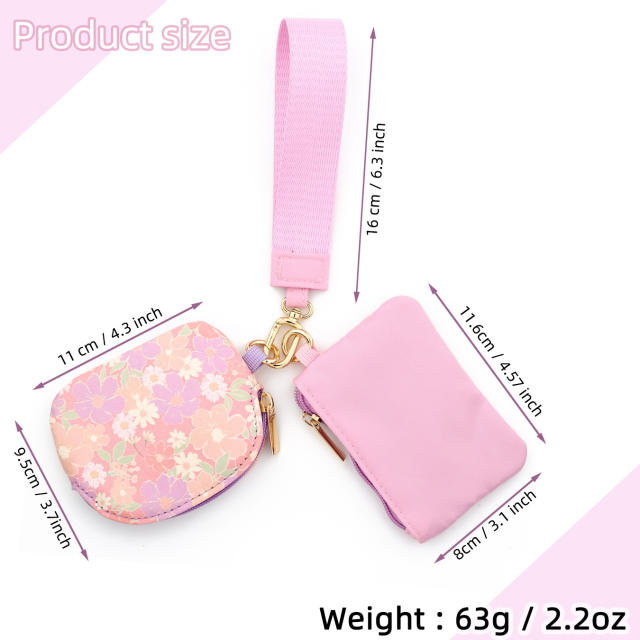 Multifunctional waterproof nylon wristlet double cardholder coin purse keychain