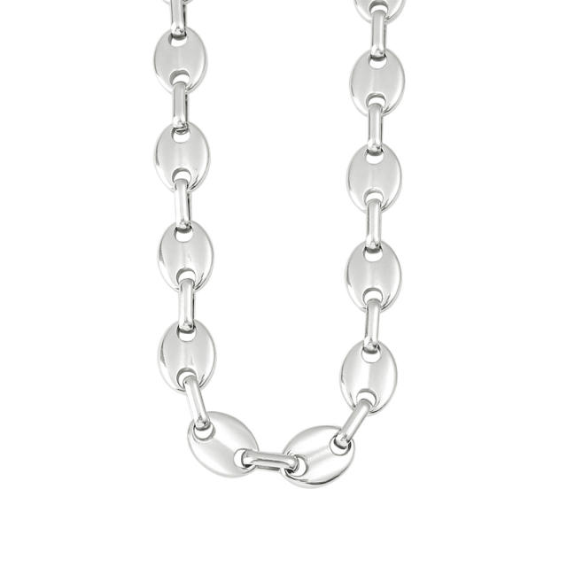 Hot-Selling Coffee Bean Hip-Hop 18K Gold stainless Steel Necklace Bracelet Set Stainless Steel Pig Nose Jewelry