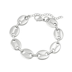 Hot-Selling Coffee Bean Hip-Hop 18K Gold stainless Steel Necklace Bracelet Set Stainless Steel Pig Nose Jewelry