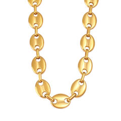Hot-Selling Coffee Bean Hip-Hop 18K Gold stainless Steel Necklace Bracelet Set Stainless Steel Pig Nose Jewelry