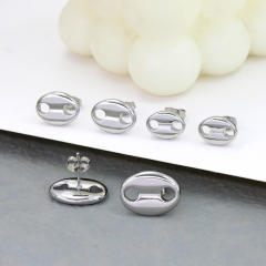 Stainless steel coffee bean oval earrings pig nose studs earrings