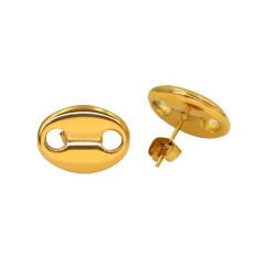 Stainless steel coffee bean oval earrings pig nose studs earrings