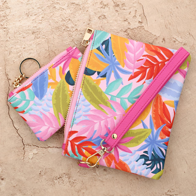 Colorful painting two bags clutch bag coin purse bag