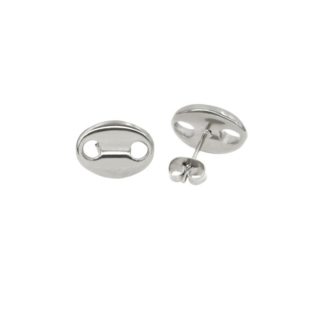 Stainless steel coffee bean oval earrings pig nose studs earrings