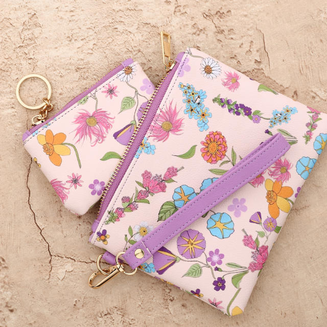 Colorful painting two bags clutch bag coin purse bag
