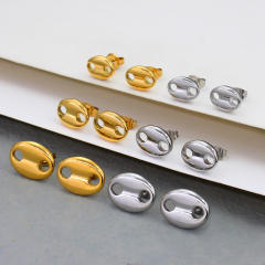 Stainless steel coffee bean oval earrings pig nose studs earrings