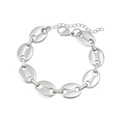 Hot-Selling Coffee Bean Hip-Hop 18K Gold stainless Steel Necklace Bracelet Set Stainless Steel Pig Nose Jewelry