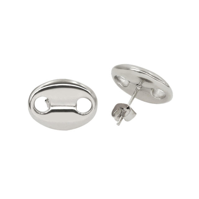Stainless steel coffee bean oval earrings pig nose studs earrings