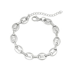 Hot-Selling Coffee Bean Hip-Hop 18K Gold stainless Steel Necklace Bracelet Set Stainless Steel Pig Nose Jewelry