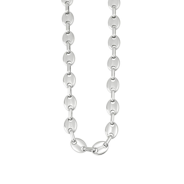 Hot-Selling Coffee Bean Hip-Hop 18K Gold stainless Steel Necklace Bracelet Set Stainless Steel Pig Nose Jewelry
