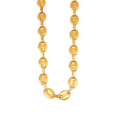 Hot-Selling Coffee Bean Hip-Hop 18K Gold stainless Steel Necklace Bracelet Set Stainless Steel Pig Nose Jewelry