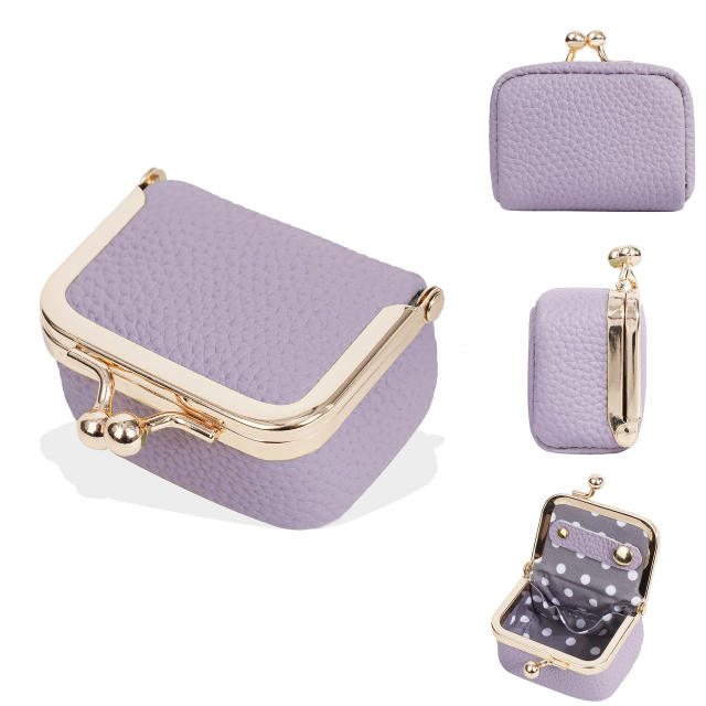 New Women's Coin Purse Genuine Leather Mini Earrings Ring Necklace Jewelry Box