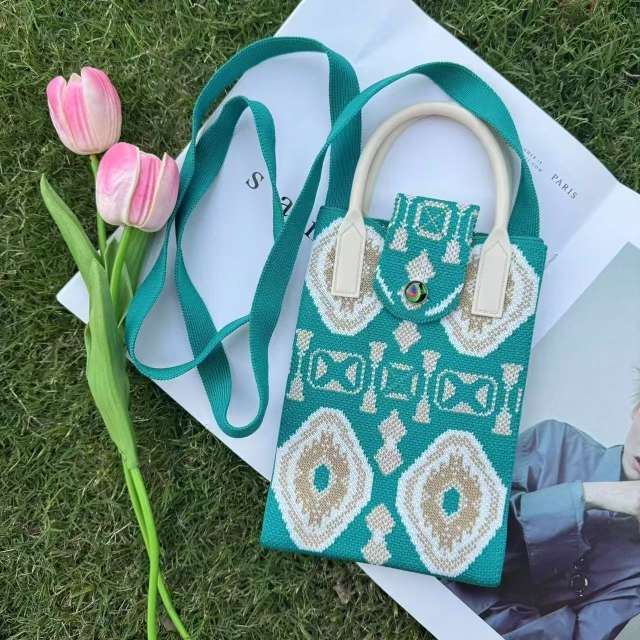 Holiday coloful kniited phone bag crossbody bag
