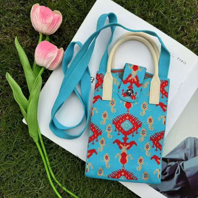 Holiday coloful kniited phone bag crossbody bag