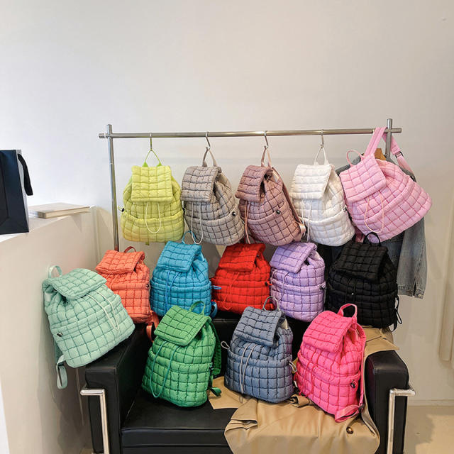 Women's New Cotton Bag Fashion Pleated Cloud Bag Large Capacity Backpack for Commuter Travel