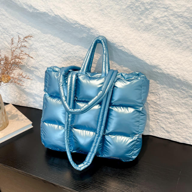 Cotton-padded Jacket Handbag Women's Cotton Underarm Bag Simple Square Shoulder Bag Fashionable Lightweight Tote Bag