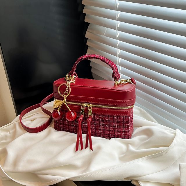 Channel style christmas new year box bag handbag crossbody bag