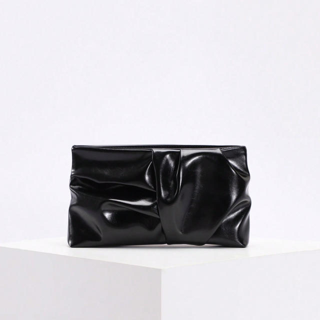 Easy match fold pattern PU leather clutch bag evening bag