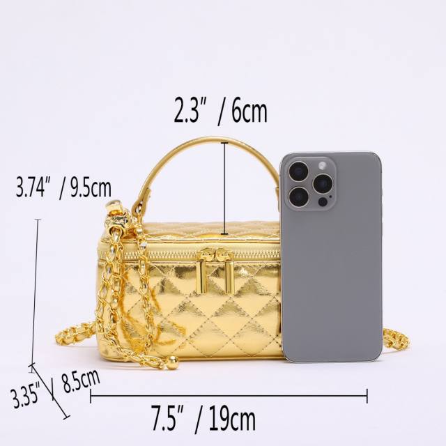 New design quilted pattern box bag chain bag crossbody bag