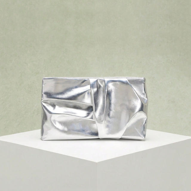 Easy match fold pattern PU leather clutch bag evening bag