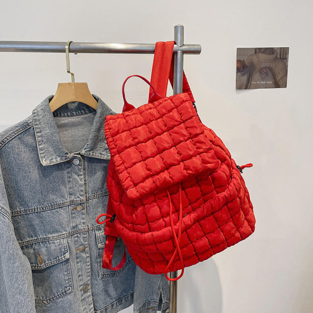 Women's New Cotton Bag Fashion Pleated Cloud Bag Large Capacity Backpack for Commuter Travel