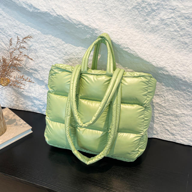 Cotton-padded Jacket Handbag Women's Cotton Underarm Bag Simple Square Shoulder Bag Fashionable Lightweight Tote Bag