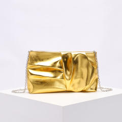 Easy match fold pattern PU leather clutch bag evening bag