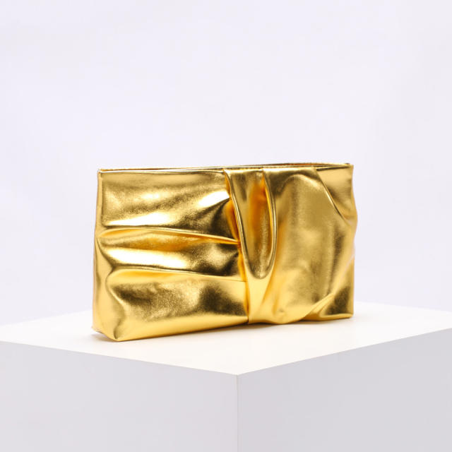 Easy match fold pattern PU leather clutch bag evening bag