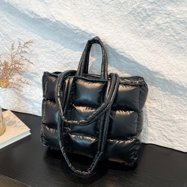 Cotton-padded Jacket Handbag Women's Cotton Underarm Bag Simple Square Shoulder Bag Fashionable Lightweight Tote Bag