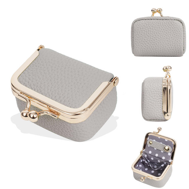 New Women's Coin Purse Genuine Leather Mini Earrings Ring Necklace Jewelry Box