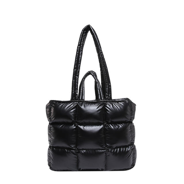 Cotton-padded Jacket Handbag Women's Cotton Underarm Bag Simple Square Shoulder Bag Fashionable Lightweight Tote Bag