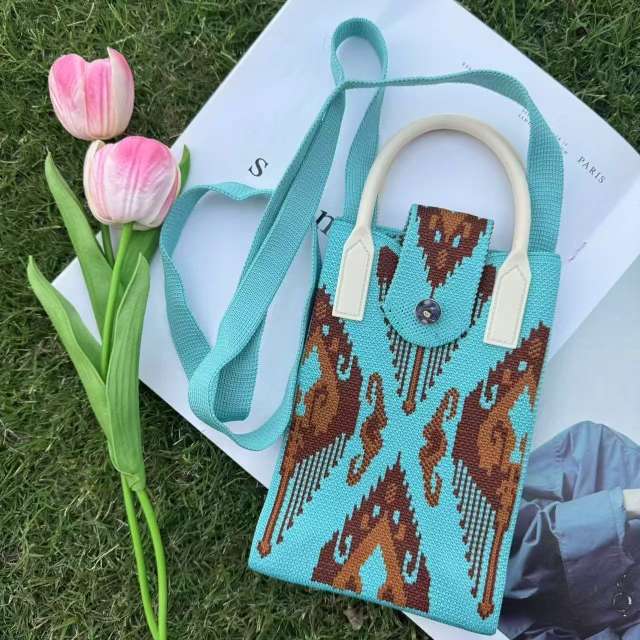 Holiday coloful kniited phone bag crossbody bag