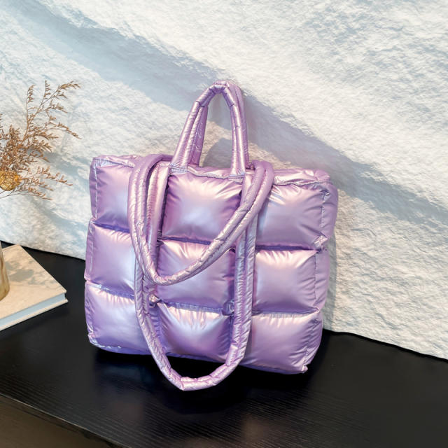 Cotton-padded Jacket Handbag Women's Cotton Underarm Bag Simple Square Shoulder Bag Fashionable Lightweight Tote Bag