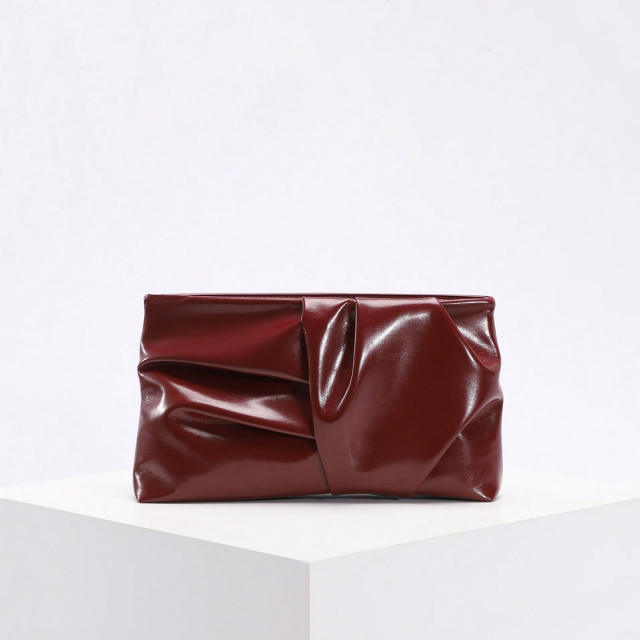 Easy match fold pattern PU leather clutch bag evening bag