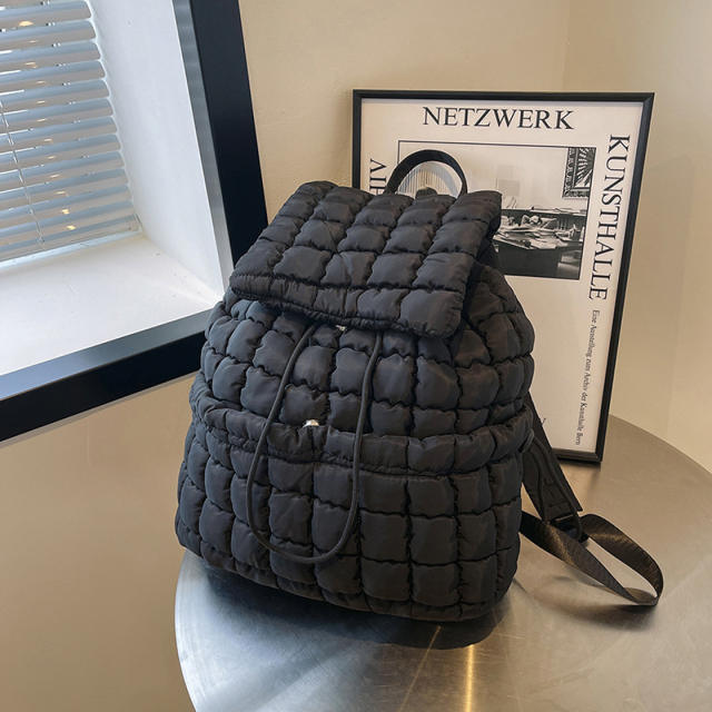 Women's New Cotton Bag Fashion Pleated Cloud Bag Large Capacity Backpack for Commuter Travel