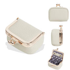 New Women's Coin Purse Genuine Leather Mini Earrings Ring Necklace Jewelry Box