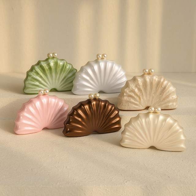New Shoulder Crossbody Bag Shaped Shell Acrylic Bag Fashion Wedding Dinner Clutch Bag