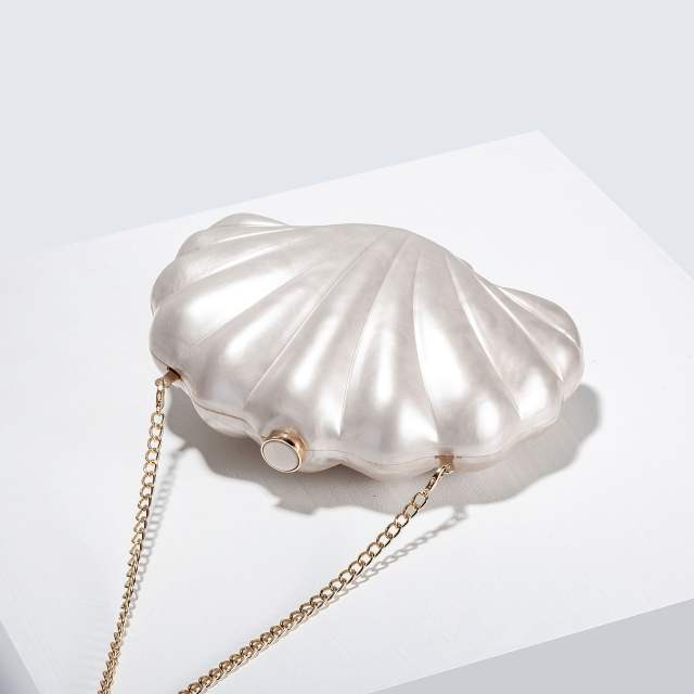 New Shoulder Crossbody Bag Shaped Shell Acrylic Bag Fashion Wedding Dinner Clutch Bag