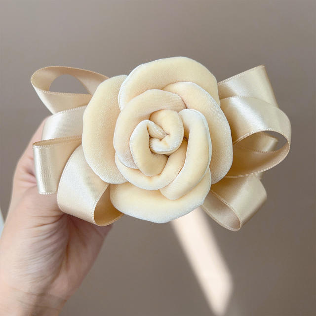 2025 winter stereo rose flower ribbon bow hair claw clips