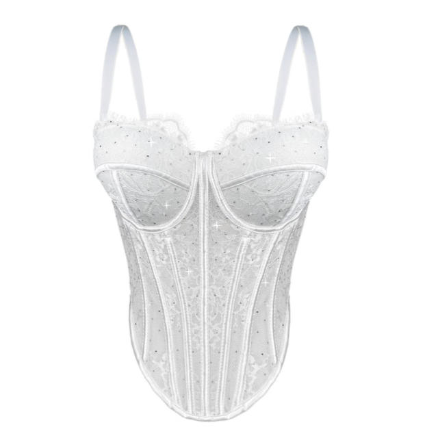 New Sexy Lace Camisole Women's Outer Wearing Corset Gather Underwear Fishbone Tube Top