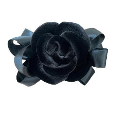 2025 winter stereo rose flower ribbon bow hair claw clips