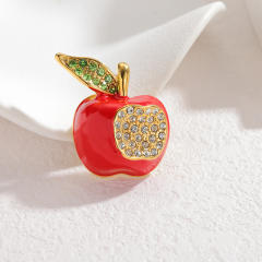 18KG hot sale red enamel cherry apple stainless steel brooch