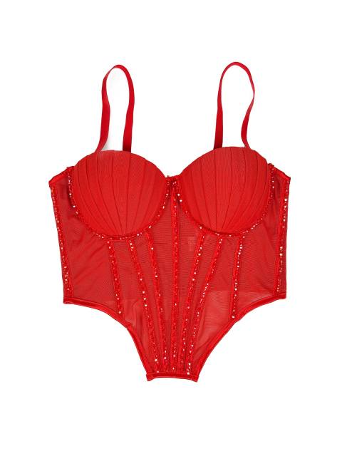 Sexy Mesh Sling Inner Vest with Chest Pad Outer Wear Flash Diamond Fishbone corset tops camisole