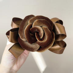 2025 winter stereo rose flower ribbon bow hair claw clips